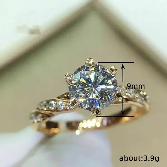 Huitan – bagues classiques en zircone cubique à 6 griffes pour femmes