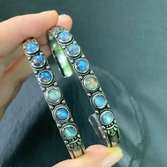 Bracelet en pierre de lune naturelle pour femme et homme