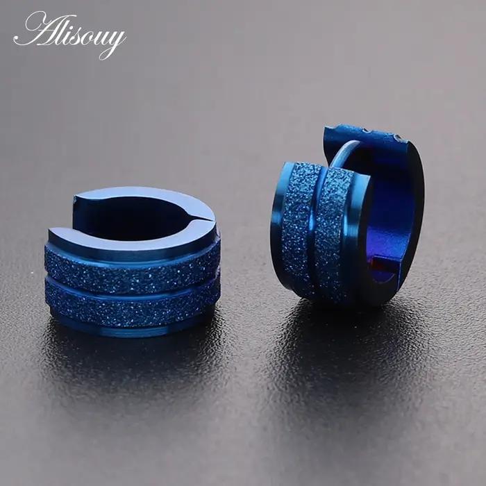 Alisouy 1 paire de boucles d'oreilles créoles bleues et dorées