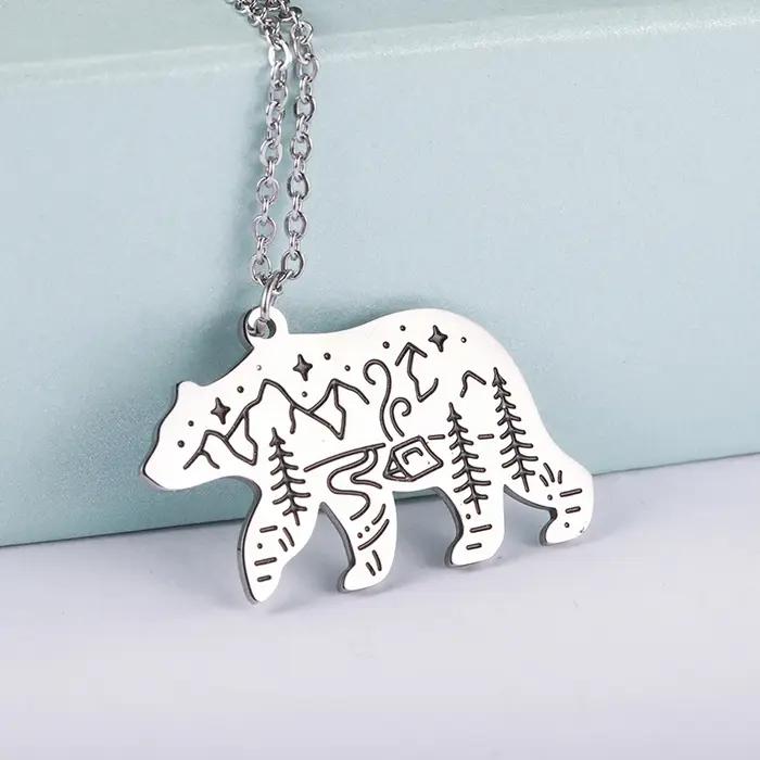 COOLTIME ours Animal pendentif collier en acier inoxydable bijoux mode colliers pour femmes déclaration anniversaire cadeau d'anniversaire