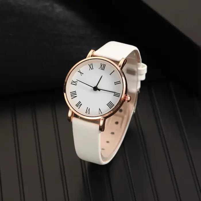 Montre à quartz analogique brillante en cuir PU pour femme, montres pour femme, cadran simple, luxe,
