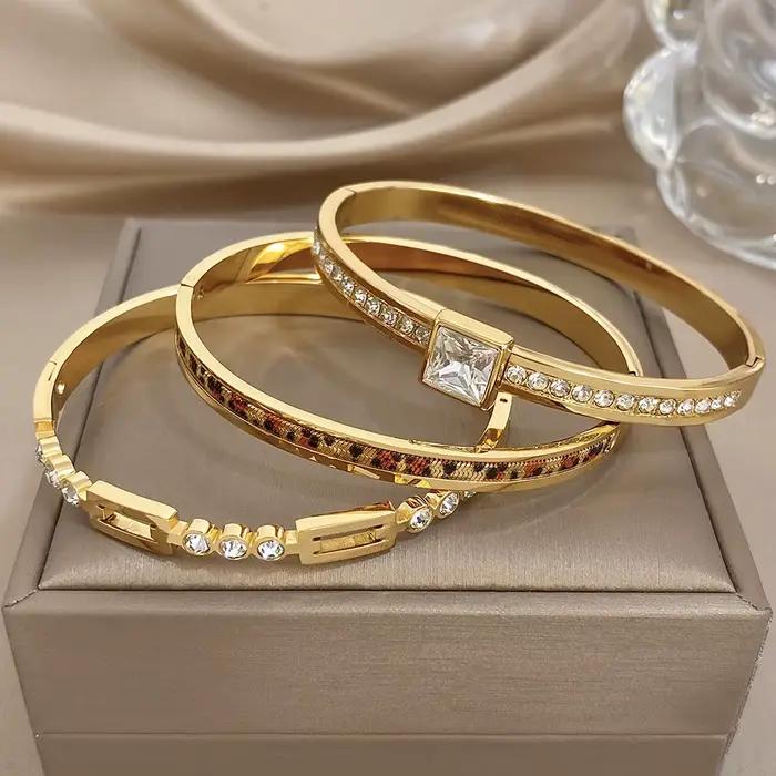 Bracelet fin à imprimé léopard tendance Greatera, style luxe léger, zirconium blanc carré, bracelet pour femmes, cadeaux Europe Amérique