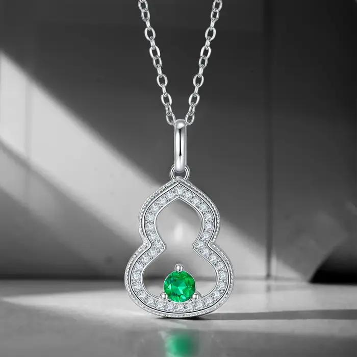 Collier pendentif en rubis et émeraude cultivés en argent sterling pour femmes romantiques occasions spéciales