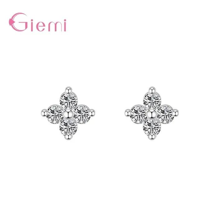 Boucles d'oreilles trèfle en argent Sterling 100% véritable