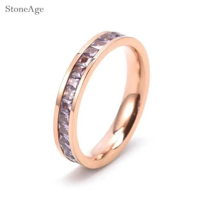 Zcompresses-Bague fine en acier au titane glacé pour hommes et femmes