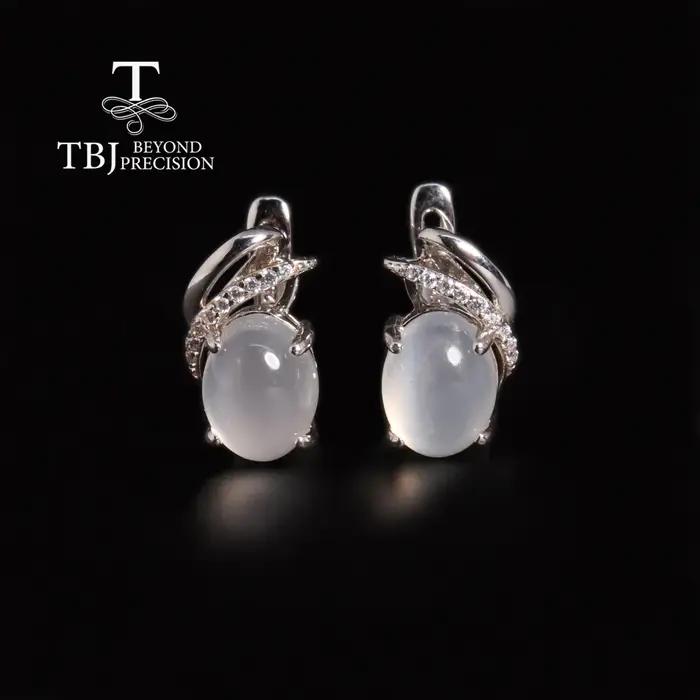 Boucles d'oreilles en pierre de lune blanche naturelle en argent 925 pour femmes et filles occasions spéciales elegance subtile