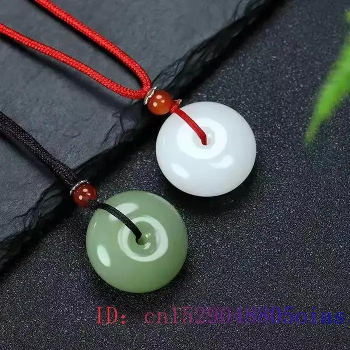 Véritable Jade beignet pendentif collier accessoires homme amulette jaspe bijoux charme chinois Vintage Talismans pierre breloques naturelles