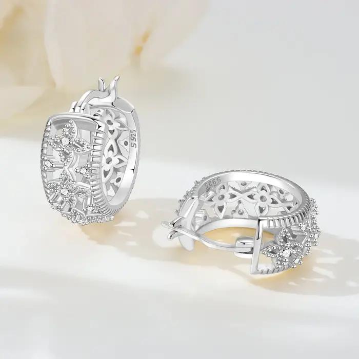 Orstarry 925 en argent Sterling Vintage boucles d'oreilles en Zircon scintillant