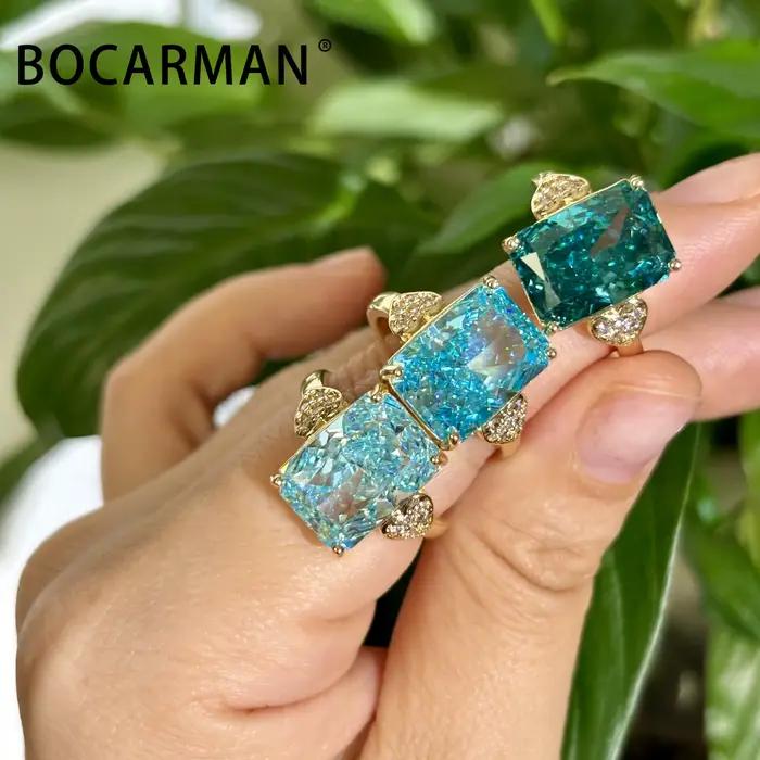 BOCARMAN – bague en zircon vert menthe pour femmes