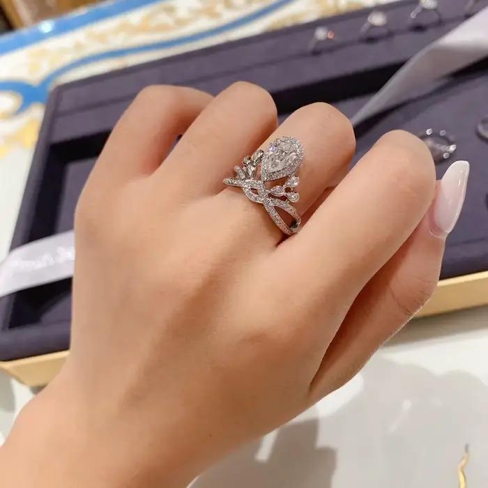 Bagues de mariage de luxe en forme de goutte d'eau pour femmes