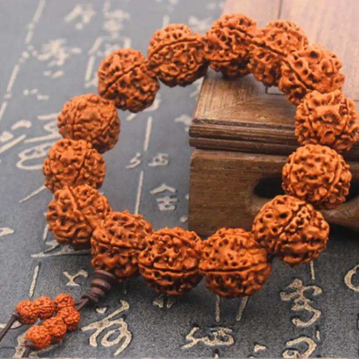 18mm 5 Mukhi Rudraksha Mala chapelet Bracelet Bodhi bouddhisme tibétain Bracelet Yoga guérison prièr