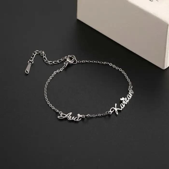 Bracelet personnalisé familial en acier inoxydable avec nom pour femmes hommes couple amie sœur mère père occasions spéciales cadeaux personnalisés