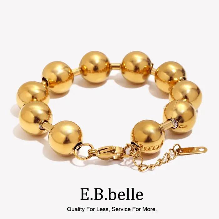 E.B.belle – Bracelet de perles rondes plaquées or