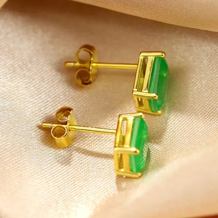 Boucles d'oreilles Canner en Argent Sterling 925 Rectangle Émeraude Élégantes Pour Femmes Occasions Spéciales