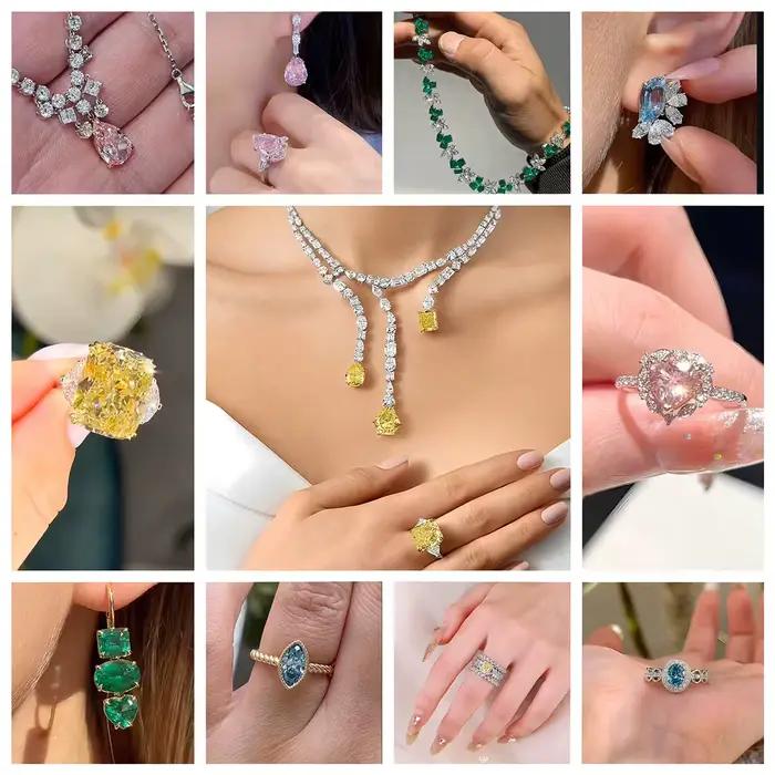Boucles d'oreilles rondes en émeraude et diamant cultivés en laboratoire