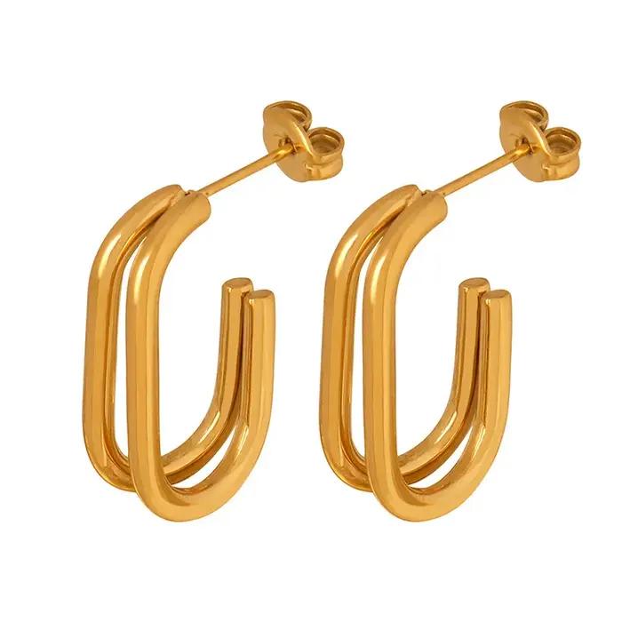Boucles d'Oreilles Géométriques Carrées pour Femme