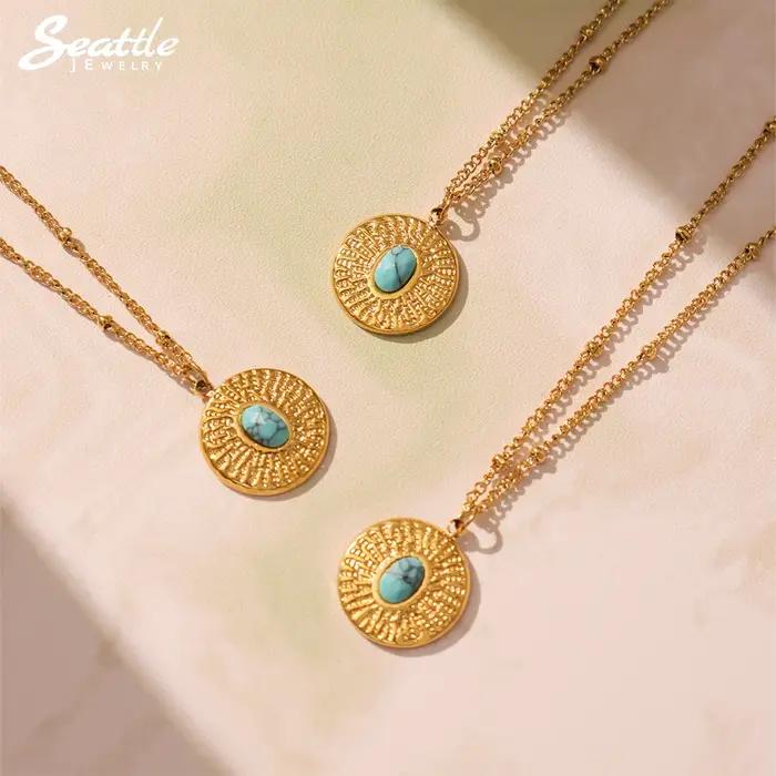 Collier Vintage en acier inoxydable plaqué or 316 de haute qualité pour femmes