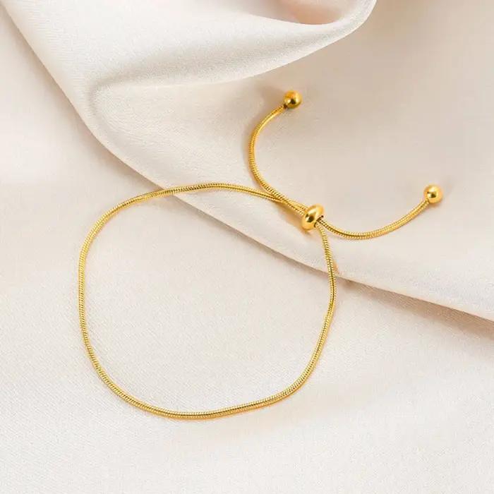 Bracelet réglable en chaîne serpent en acier inoxydable or plaqué rhodium imitation pour femmes et filles occasions spéciales elegance sophistiquée