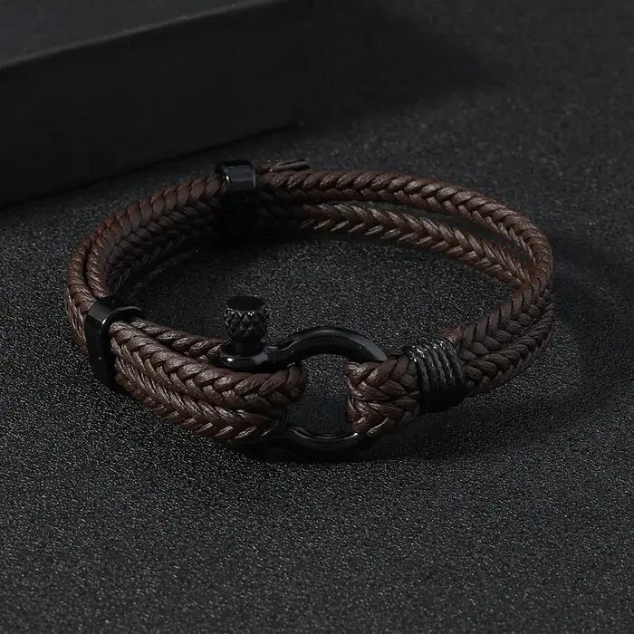 Bracelets en corde de cuir décontractés pour hommes et garçons