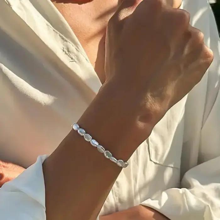 Bracelet Chaîne Ovale Élégant en Perles Simulées Pour Femmes Occasions Spéciales Unisexes Tendance