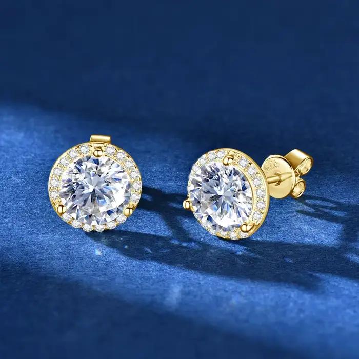 Lnngy scintillant 5MM 6.5MM 8MM certifié Moissanite boucles d'oreilles 925 en argent Sterling rond boucle d'oreille 2025 nouvelles femmes bijoux cadeau