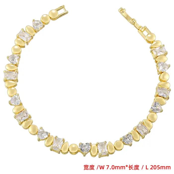ZHUKOU-Bijoux incrustés géométriques irréguliers plaqués or 18 carats pour dames, bracelet, collier,