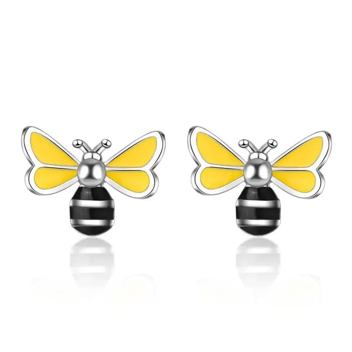 Buyee 925 en argent Sterling femme boucle d'oreille belle abeille