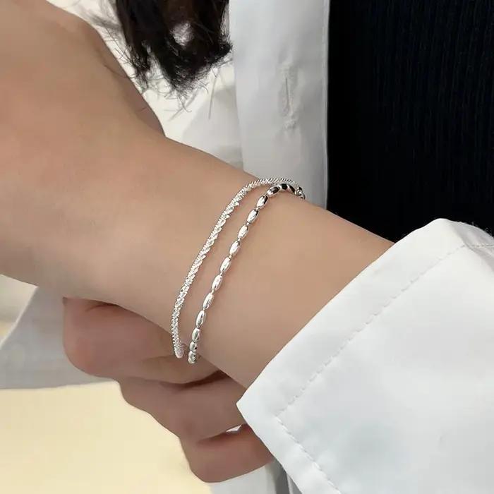Bracelets ciel étoilé scintillant en argent Sterling 925 pour femmes et filles