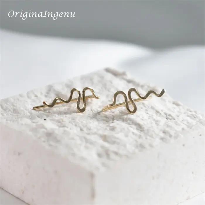 Boucles d'Oreilles Grimpeuses d'Oreille Élégantes en Or Rempli pour Femmes Occasions Spéciales Minimalistes Boho