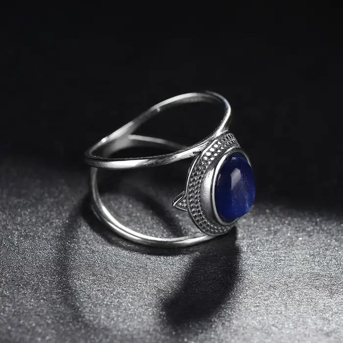 Bagues de luxe en argent S925 pour femmes, Kyanite naturelle, bijoux Vintage en pierres précieuses