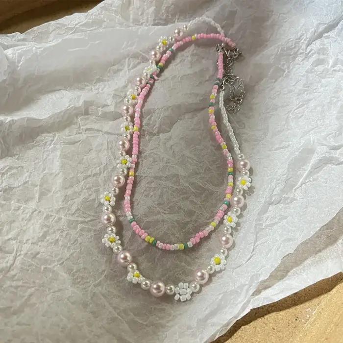 Ensemble de colliers de perles de style bohème pour femmes, faits à la main, tour de cou simple, fle