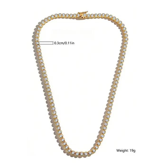Collier tendance en or 14 carats avec diamants de laboratoire de 3 mm