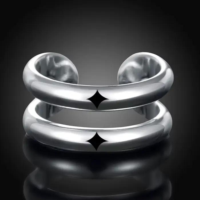 Bague de fiançailles ouverte en argent sterling 925 pour femmes et hommes