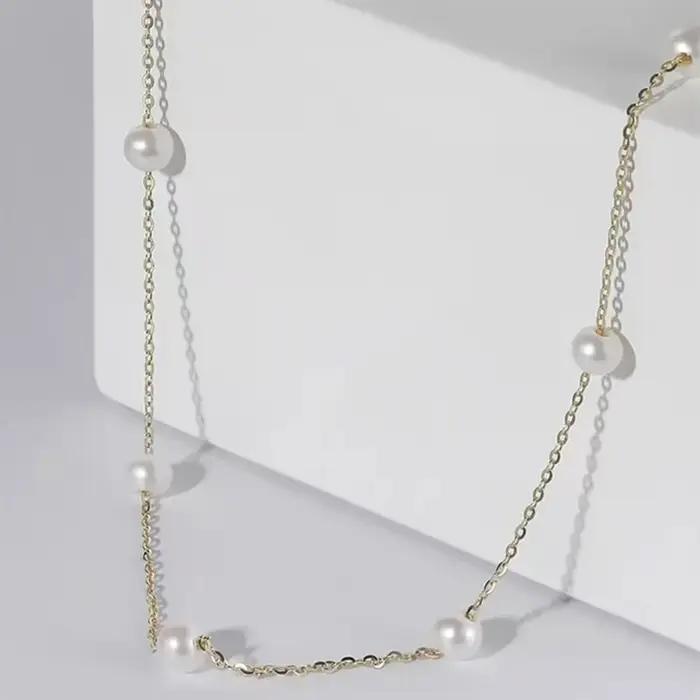Seulement naturel d'eau douce AK perle collier de perles pour les femmes 925 en argent Sterling tour