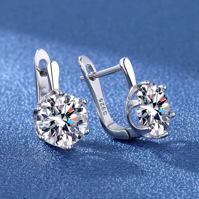 Boucles d'Oreilles en Argent Sterling 925, Bijoux Rétro de Haute Qualité, Motif Simple, Violet, Blan