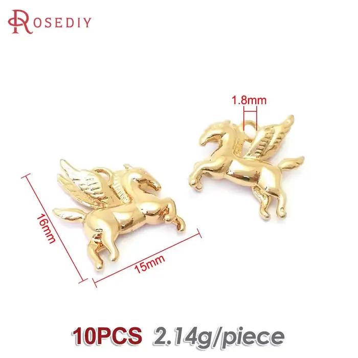 Pendentifs Breloques Cheval Pégase en Laiton Couleur Or 18K, Accessoires de Bijoux Colliers Boucles