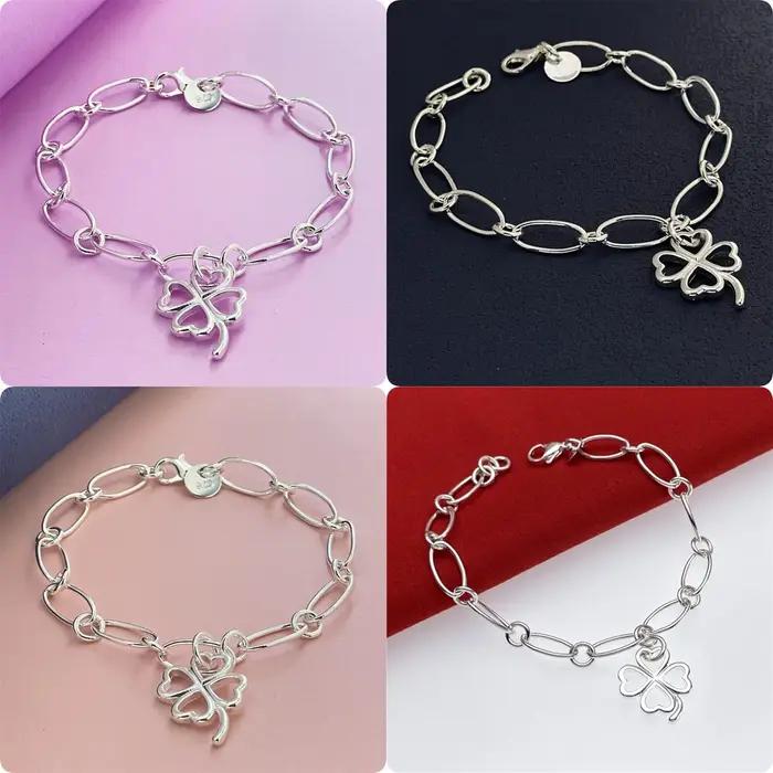 Nouveaux bracelets de luxe en argent sterling 925, originaux, à quatre feuilles de trèfle, pour femm