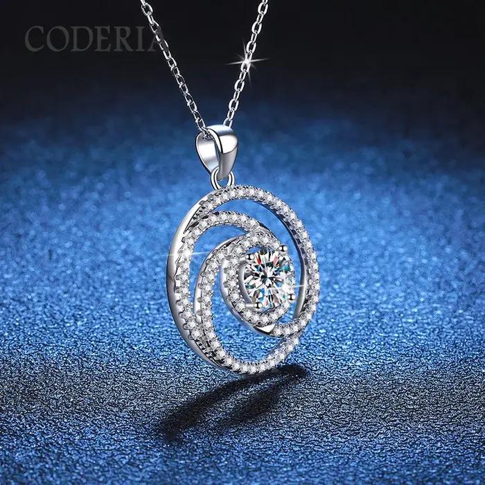 Collier Moissanite en Or Blanc 18K pour Femme