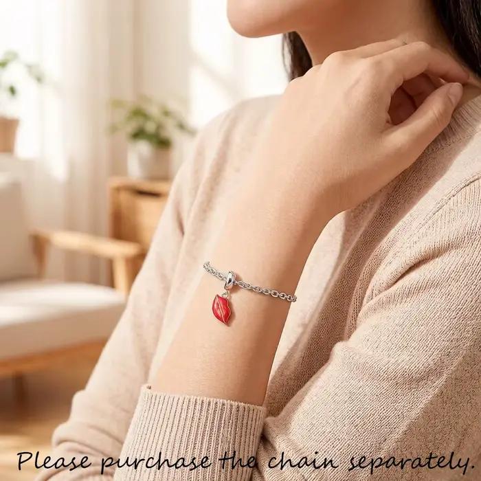 Pendentif en argent sterling 925 serti de lèvres en baiser rouge romantique pour femmes occasions spéciales mariage fiançailles anniversaire cadeau