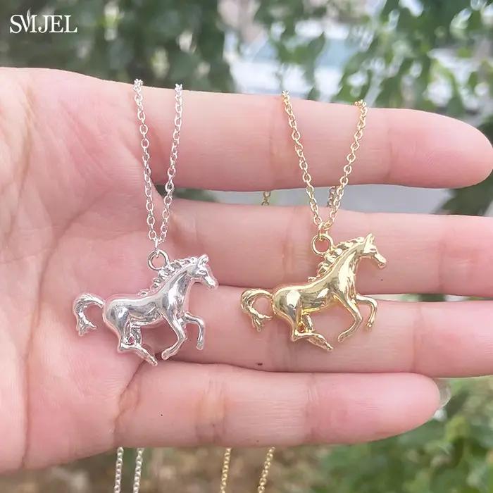 Colliers en métal motif cheval pour femmes et hommes