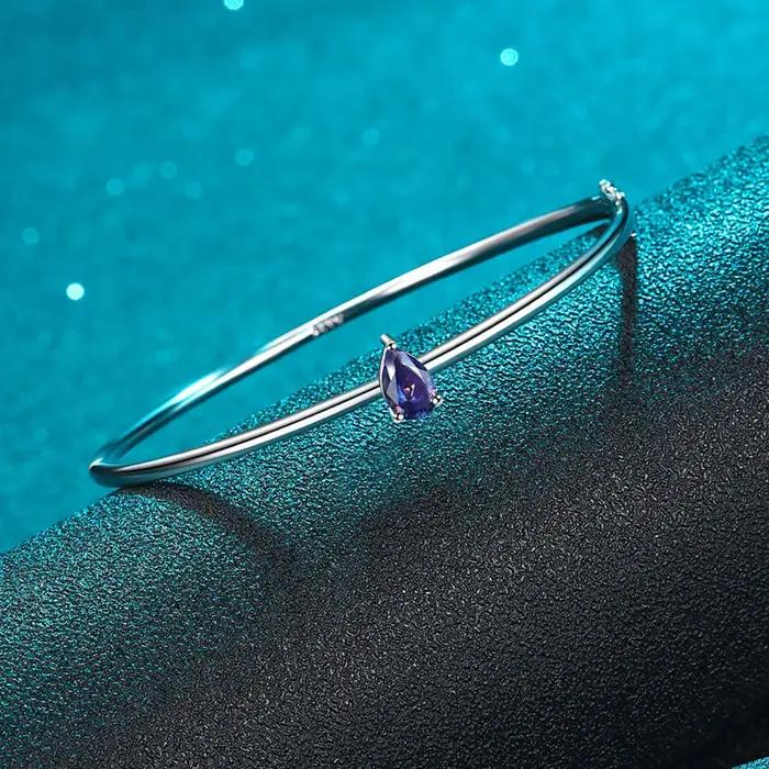 Bracelet en argent sterling 925 serti de moissanite poire élégant pour femmes occasions spéciales anniversaire cadeau de mariage engagement