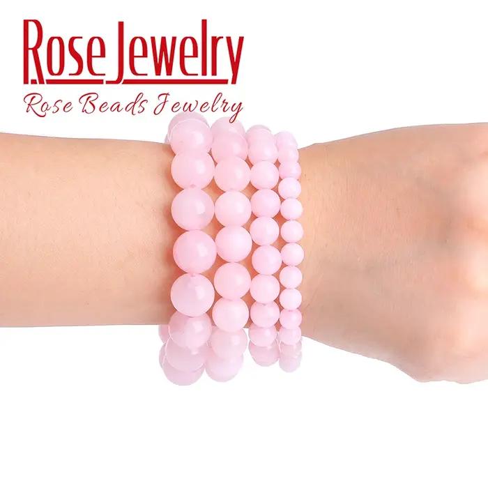 Bracelet en pierre naturelle Rose Quartz cristal perles Bracelet extensible cordon élastique pulpera