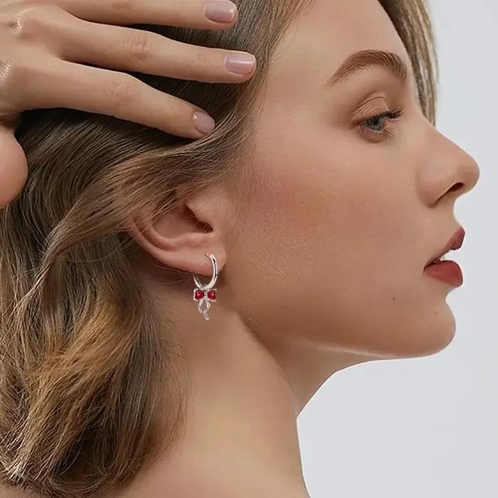 Ensemble de bijoux avec nœud de noël en argent Sterling 925