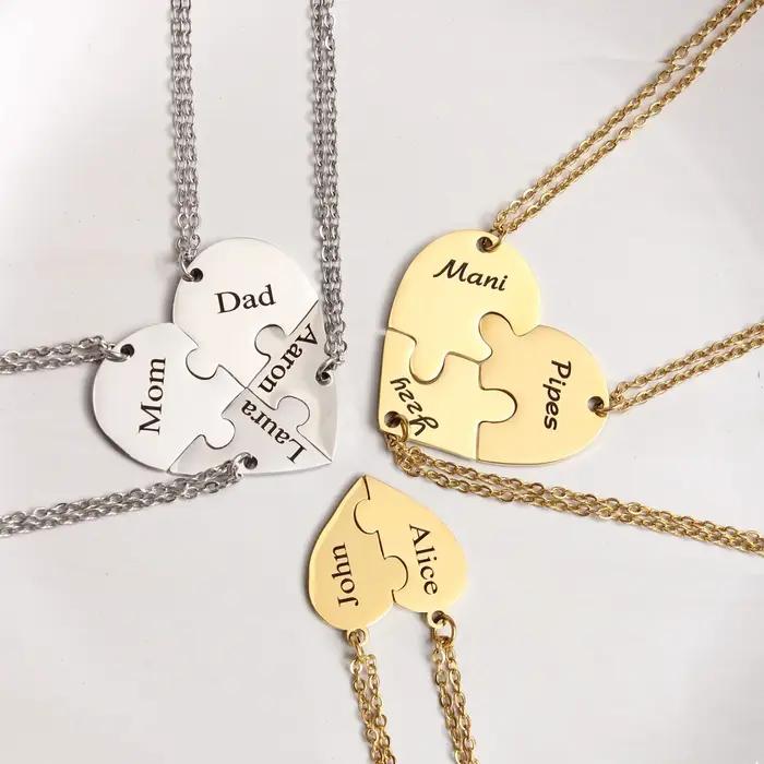 Ensemble de colliers Puzzle en forme de cœur personnalisé
