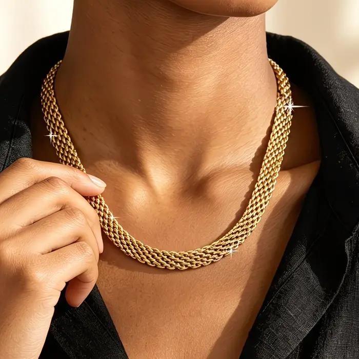 Collier en acier inoxydable or squelette bijou unisexe classique pour hommes femmes occasions spéciales quotidiennes