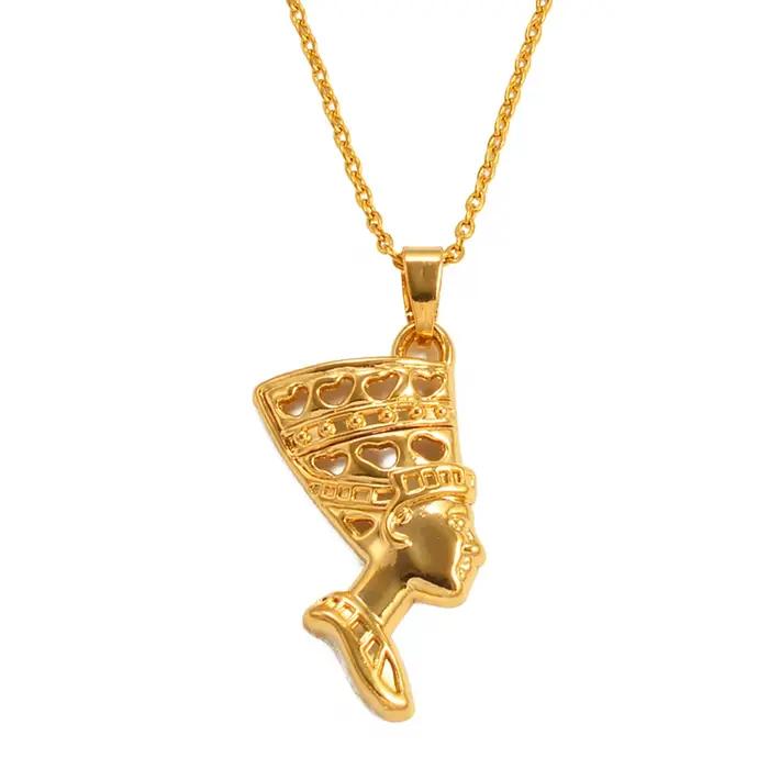 Pendentif Anniyo Reine Égyptienne Nefertiti Style Punk en Métal pour Occasions Spéciales Colliers avec Pendentif