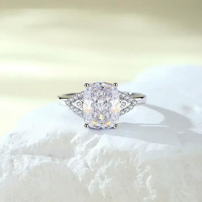Vinregem 8*10 MM émeraude saphir haute teneur en carbone diamant gemmes bague pour les femmes 925 en argent Sterling bijoux fins cadeaux d'anniversaire