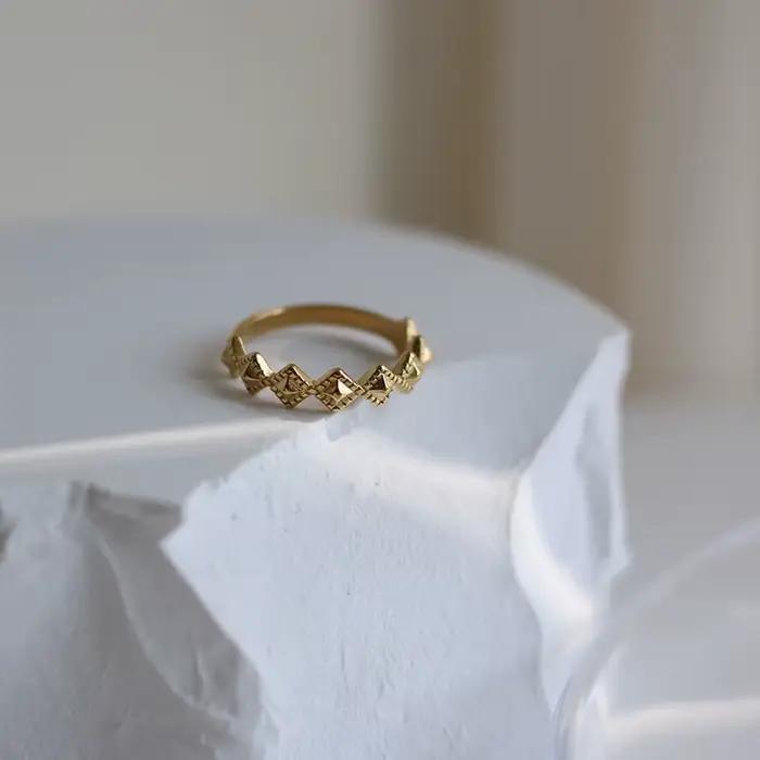 Amaiyllis-Bague naren nacre blanche incurvée pour femme, or 18 carats, coquillage carré, rapIndex, b
