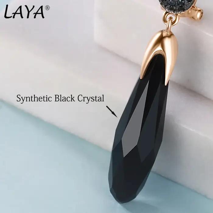 Boucles d'Oreilles Longues Rétro en Argent Sterling 925 Incrustées de Pierres Noires pour Femmes Occasions Spéciales Sophistication Élégance