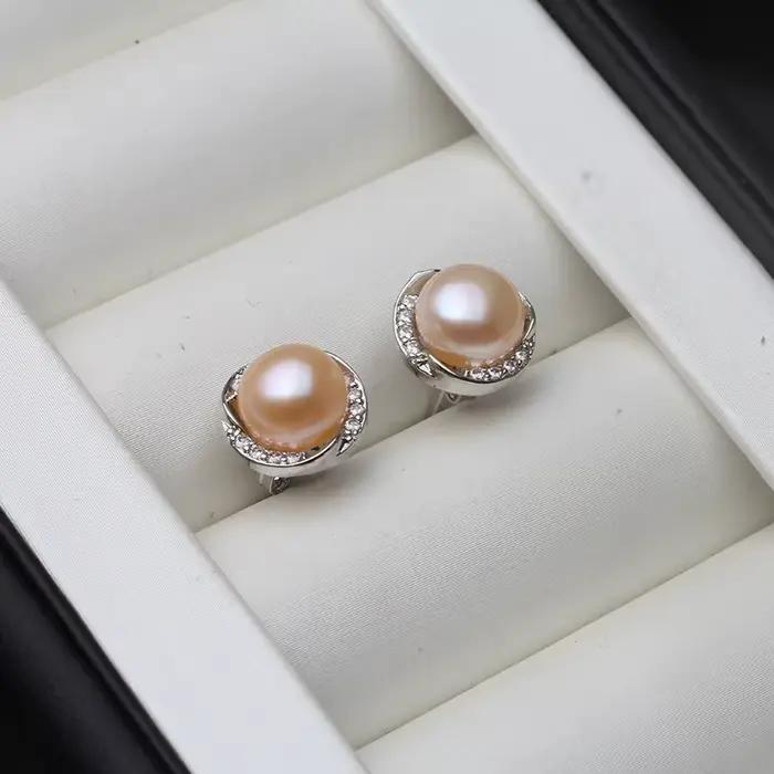 Boucles d'oreilles en perles noires d'eau douce naturelles, bijoux pour femmes, boucles d'oreilles de mariée en argent 925 avec perles, cadeau d'anniversaire blanc gris